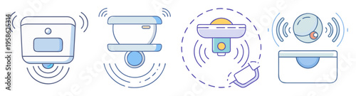 smart home wireless connectivity icons flat design vector illustration