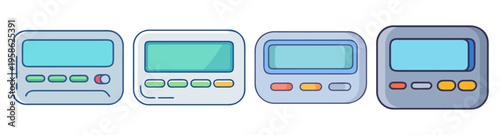 set of modern pager devices flat design vector illustration