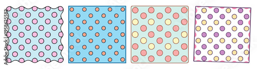 seamless polka dot pattern vector icon pack in pastel and monochrome flat design