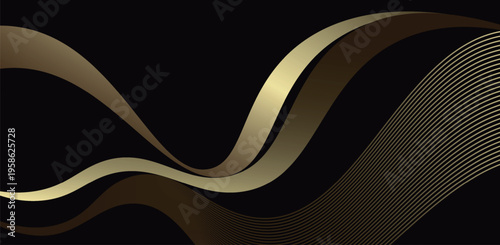 Black gold abstract wave luxury background elegant premium flowing design