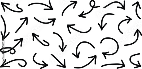 Collection of hand drawn arrows in various directions