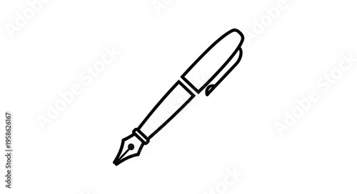 A minimalist vector illustration of a fountain pen on a white background