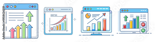 real estate growth and business analytics flat design vector illustration