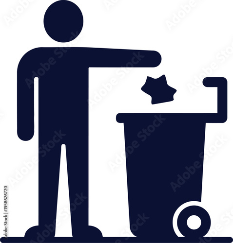 A person throwing trash into a garbage can