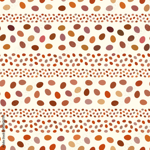 Chocolate Easter egg stripes seamless vector pattern, Simple brown eggs background for spring and Easter designs