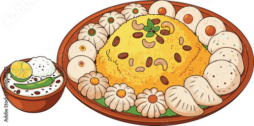 Vector illustration of sweet dessertand pitha .