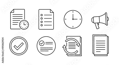 Professional line art illustration of project management efficiency, boosting productivity, business planning, meeting deadlines, time management skills, and achieving goals.