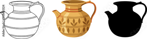 Traditional colorful cycle rickshaw from South Asia set