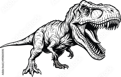 Roaring t-rex dinosaur in aggressive pose vector illustration
