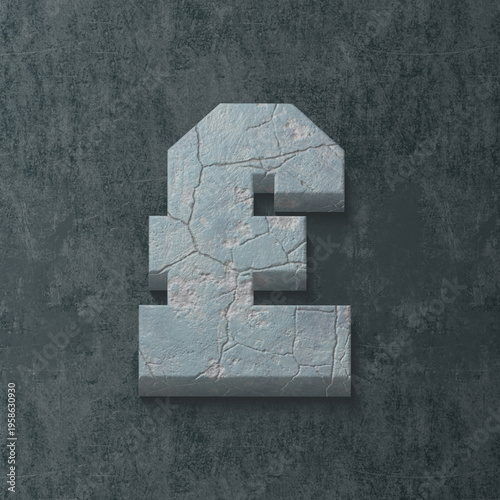 set of numbers made of stone, 3d rendering, pound symbol