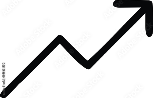 Abstract rising arrow line graphic indicating positive growth on a transparent background