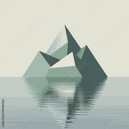 Geometric Iceberg Floating on Calm Water