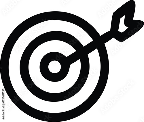 Target with arrow hitting bullseye icon on transparent background representing success