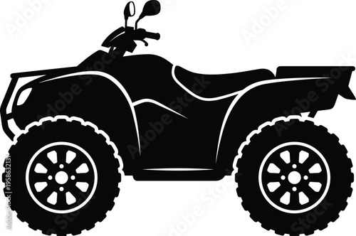 ATV quad bike silhouette off road vehicle black vector illustration isolated extreme sport transport design elements rugged machine