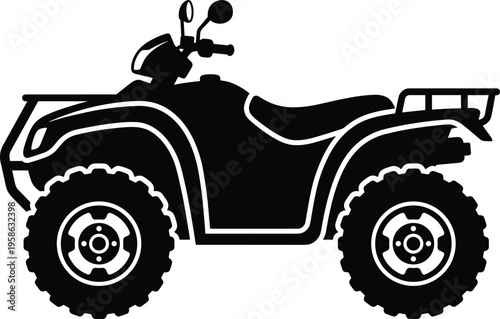 ATV quad bike silhouette off road vehicle rugged transport black vector illustration isolated extreme sport adventure design machine