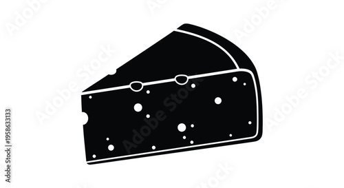 A black silhouette of a cheese wedge with distinctive holes
