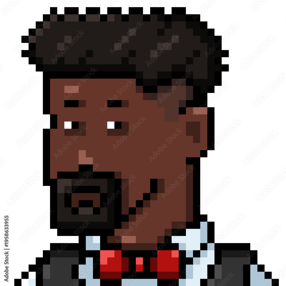 Obraz premium Vector Pixel Art Portrait of Man in Red Bowtie