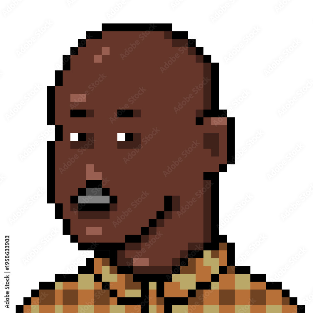 Fototapeta premium Vector Pixel Art Portrait of Elderly Bald Man