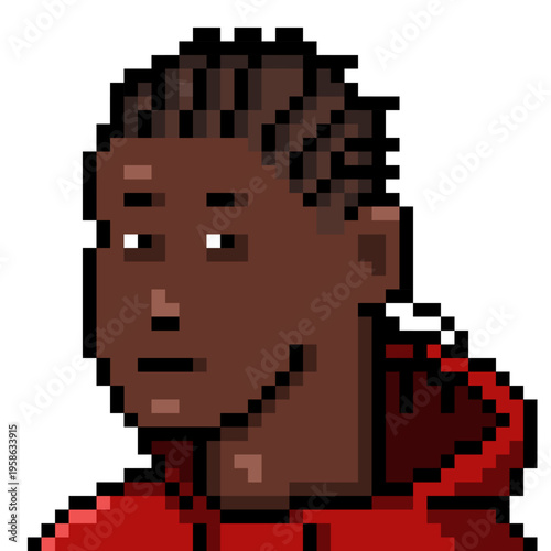 Vector Pixel Art Userpic of Man with Dreadlocks