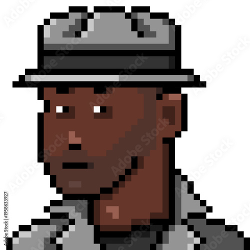 Vector Pixel Art Userpic of Man in Fedora Hat
