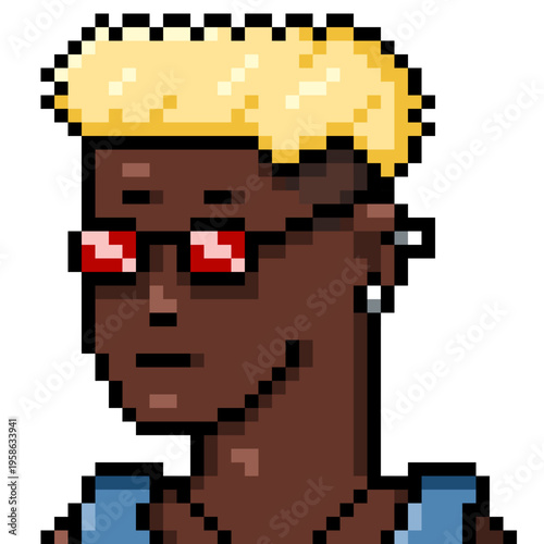 Vector Pixel Art Black Man with Blond Hair