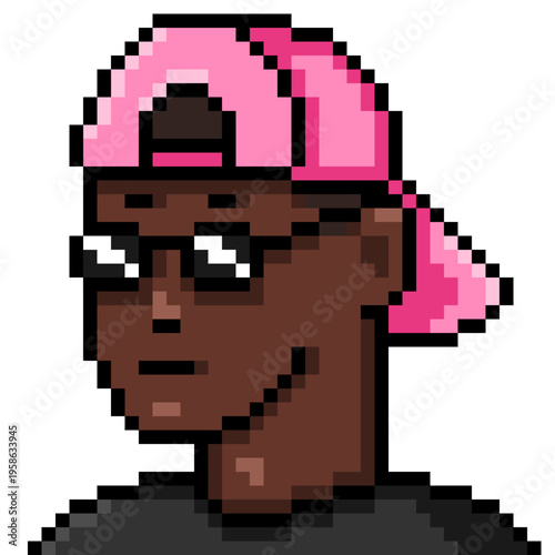 Vector Pixel Art Userpic of Man in Pink Snapback