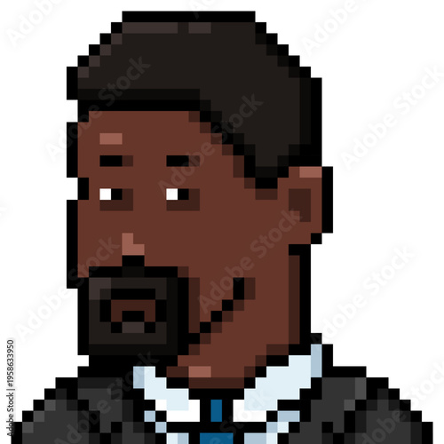 Vector Pixel Art Portrait of Man in Suit