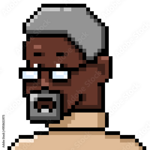 Vector Pixel Art Portrait of Elderly Black Man