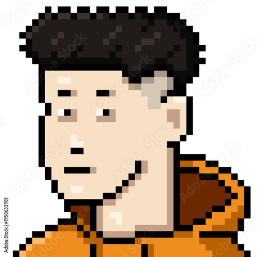 Vector Pixel Art Character - Young Man in Hoodie