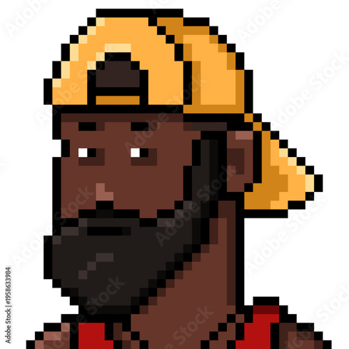 Vector Pixel Art Userpic of Bearded Man
