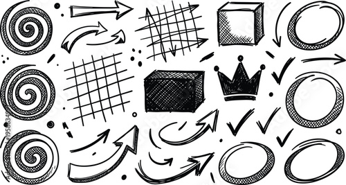 Blue gradient arrow icon set featuring diverse directional pointers recycling symbols and multi directional starbursts for navigation and interface design