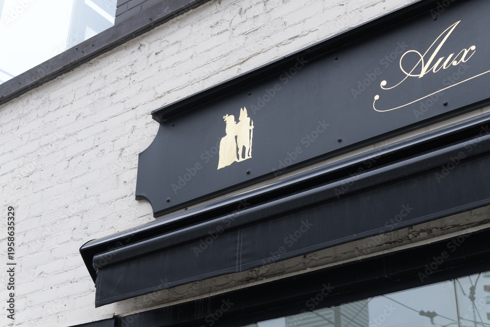 Fototapeta premium retro-antique pastry shop sign detail at Aux Merveilleux de Fred, 224 Queen St W, Toronto