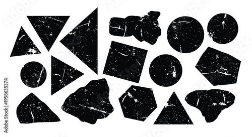 Abstract geometric shapes and forms in a black and white composition silhouette