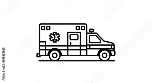 Simple line drawing of an ambulance vehicle a crucial emergency service silhouette