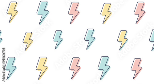 Colorful lightning bolts in pastel hues.