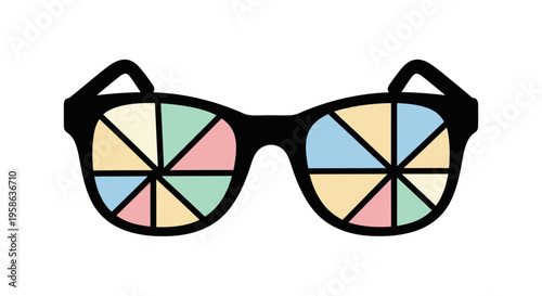 Colorful glasses with multicolored lenses.