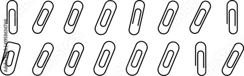 Paper Clip Silhouette Icons, black vector symbols