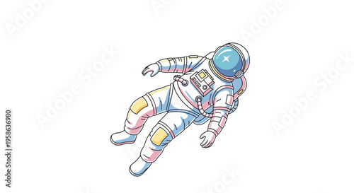 Astronaut Floating in Space Suit.
