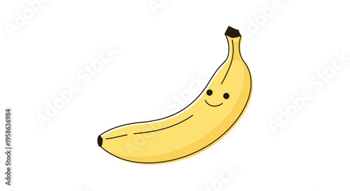 Smiling Yellow Cartoon Banana Fruit.