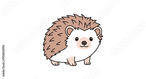 Cute Cartoon Hedgehog Character Illustration.