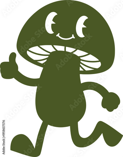 funny green mushroom character giving thumbs up