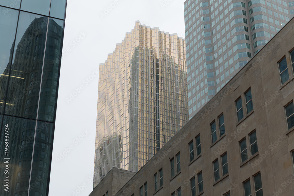 Obraz premium abstract architectural styles incl gold tinted windows of Royal Bank Plaza, TD Tower (Brookfield Place), Toronto