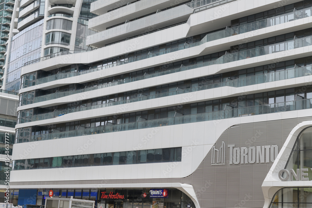 Fototapeta premium exterior of One Yonge Community Recreation Centre, 24 Freeland St, Toronto (podium section of The Prestige condo tower)