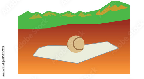 Baseball at Home Plate with mountains in the background