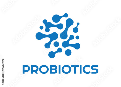 Probiotics text background. Micro probiotic microorganism