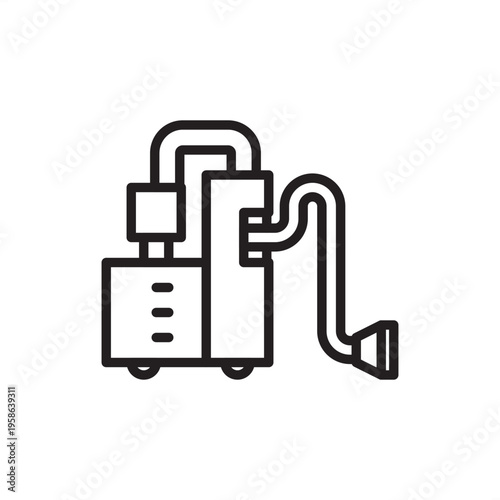 Industrial vacuum icon symbolizing facility maintenance tech, represents high-capacity suction hardware, cyclonic dust recovery tools, HEPA filtration systems, hazardous debris management equipment.