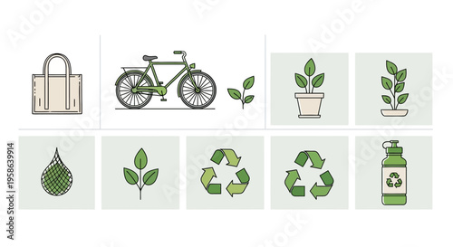 Eco friendly icons on white background.