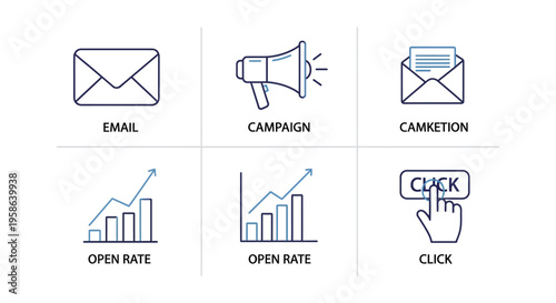 Email Marketing Campaign Statistics Icons.