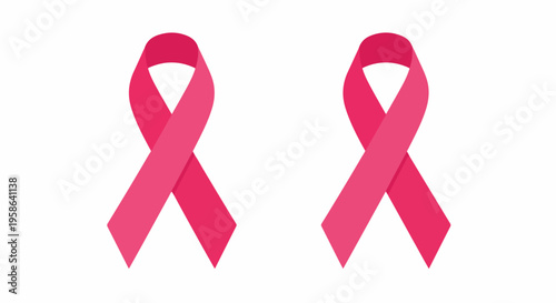 Two pink awareness ribbons vector illustration for breast cancer support and health campaigns