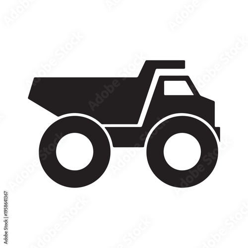 Dump truck icon with big wheels. Simple and minimalistic truck icon. 

